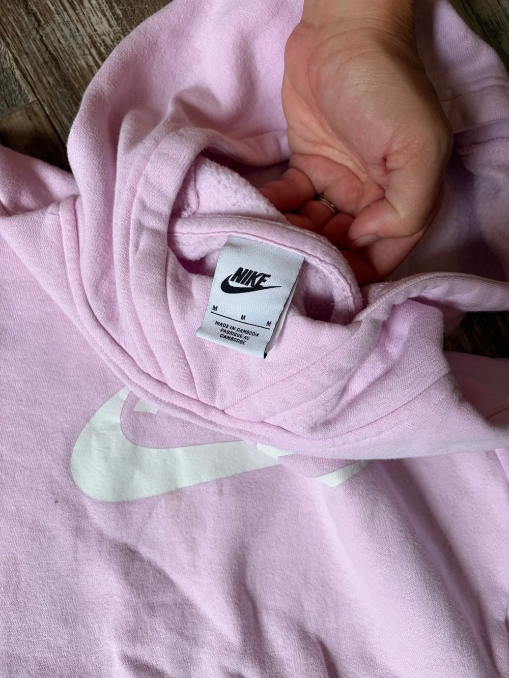 Pink Nike hooded sweatshirt girls medium